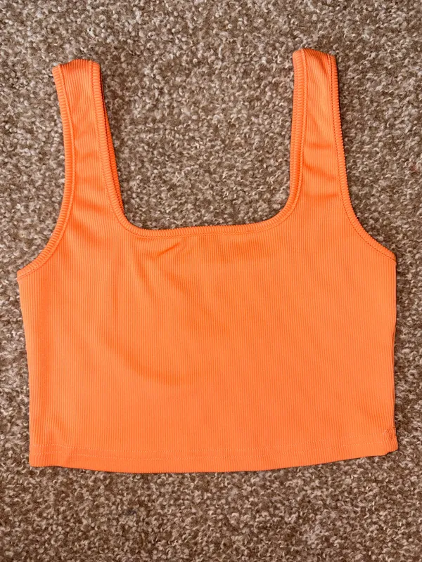 Orange Ribbed Tank Top Size XS - Image 3