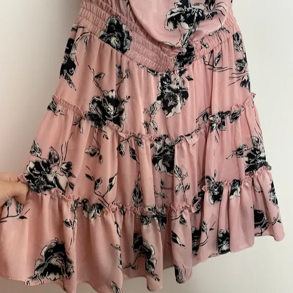 Misa Los Angeles Laiyin Floral Mini Dress Pink Womens Summer Off The Shoulder XS - Image 4