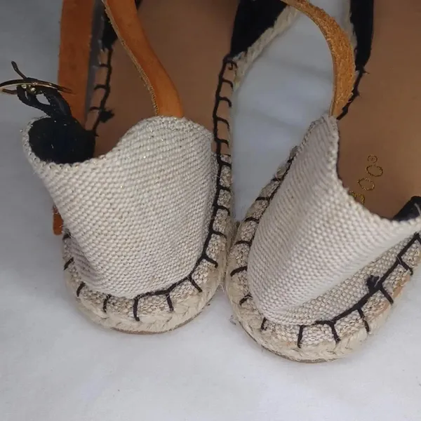Bamboo black rattan espadrille boho casual chic sandals - Image 6