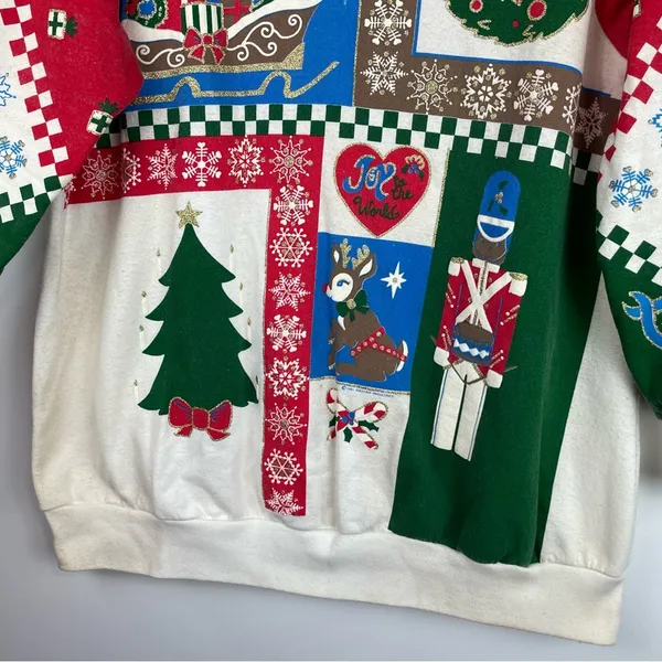 Vintage 90s Christmas Pullover Crewneck Sz Medium Graphic Retro - Image 6