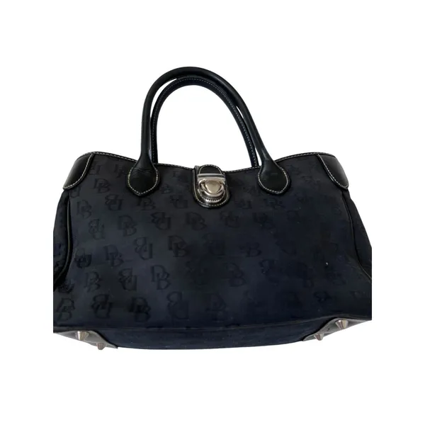 Dooney & Bourke Handbag Signature Leather Canvas Logo Black - Image 6