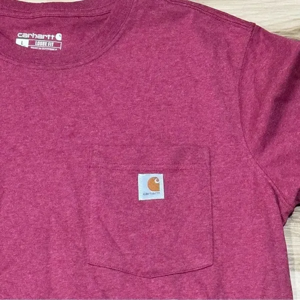 Carhartt Loose Fit Maroon Pocket Tee Shirt Women’s Large - Image 4