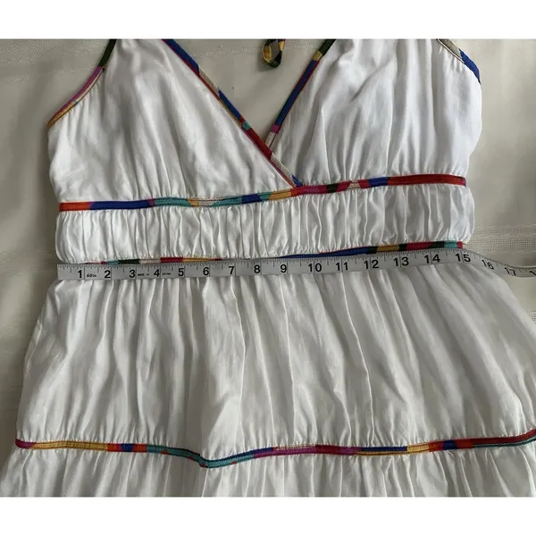 Antonio Melani Keri Tiered Dress White Cotton Rainbow Trim Size 8 Women’s - Image 8