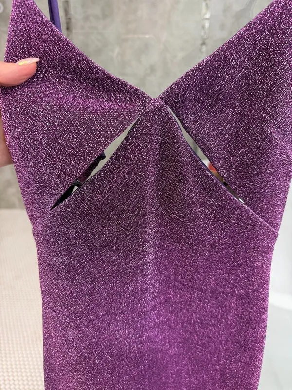 Shimmering Purple Cutout V-Neck Midi Dress by Audette Studios - *NWT size XS - Image 4
