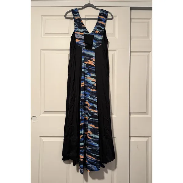 Maeve Anthropologie Tie Dye Watercolor‎ Black Blue Maxi Artsy Tank Flowy Dress - Image 5