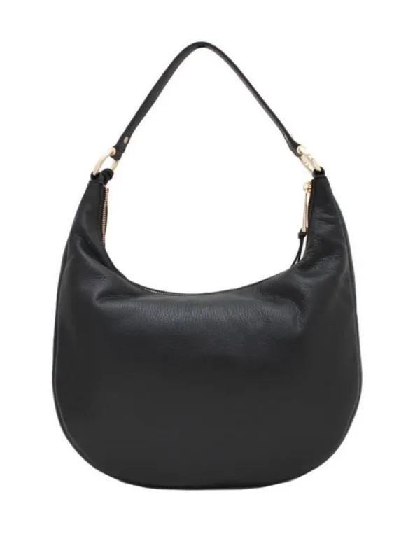 Michael Kors Rhea Black Pebbled Leather Hobo Shoulder Bag with Gold Hardware - Image 3