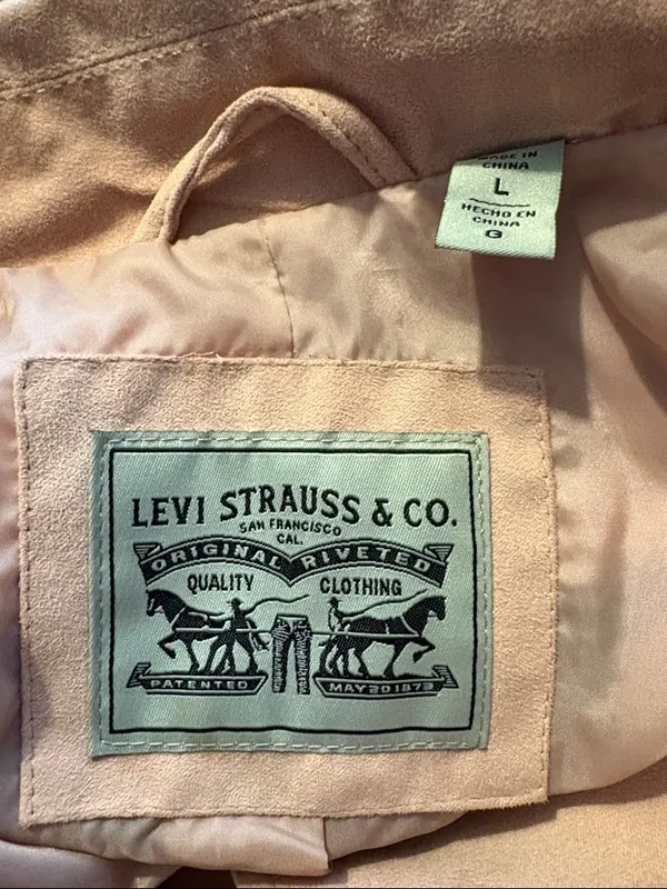 Levi's Large Pink Faux Suede Moto Jacket - Image 4
