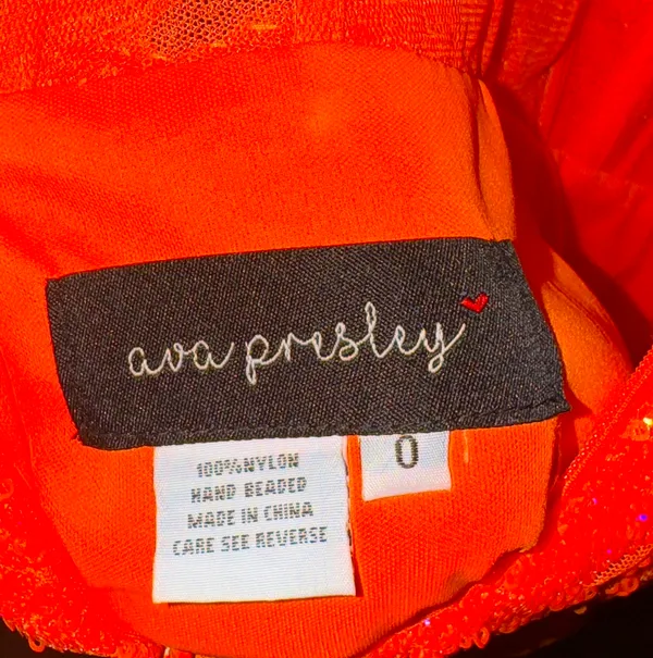 Ava Presley Neon Orange Homecoming Dress With Corset Top - Image 7