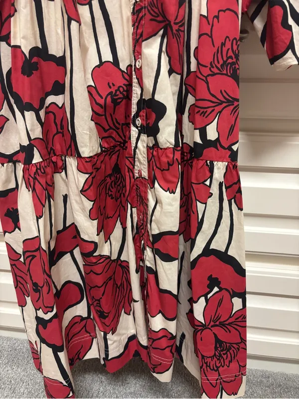 AUREUM Red and Black Floral Tiered Dress - Image 6