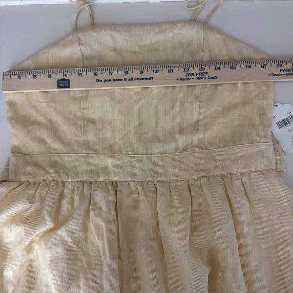 Altar'd State NWT Cottagecore Yellow Pinstripe Tiered Mini Dress L Coquette Romantic Whimsy - Image 9