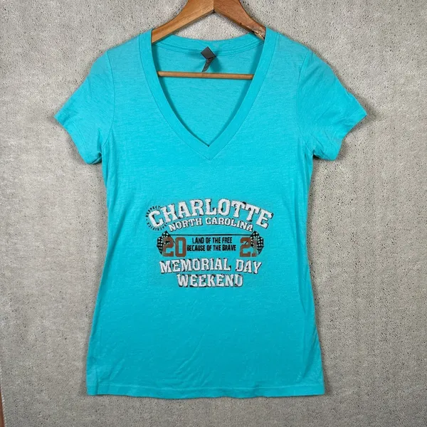 Next Level Apparel New Charlotte NC Memorial Day Weekend‎ Top Medium Blue Racing NASCAR Military - Image 6