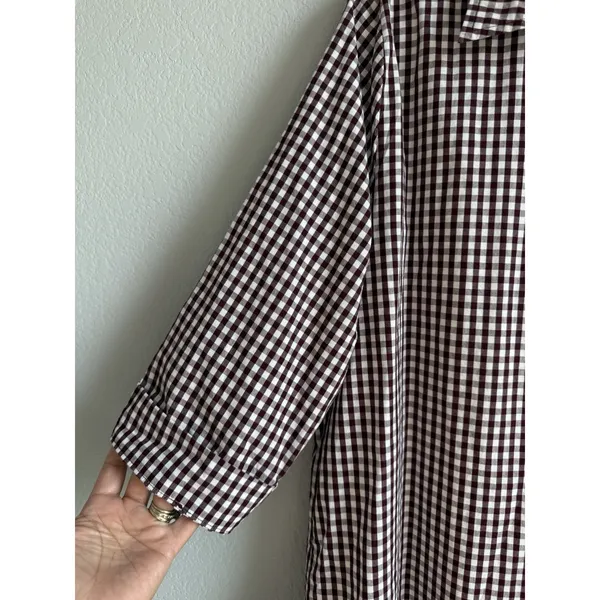 Aggieland Outfitters‎ Maroon Gingham Split Neck Tunic Blouse XL Gameday Preppy - Image 4