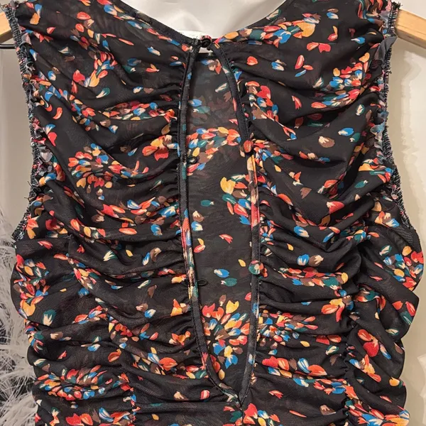 Free People Brielle Floral Ruched Black Dress small - Read - Image 4