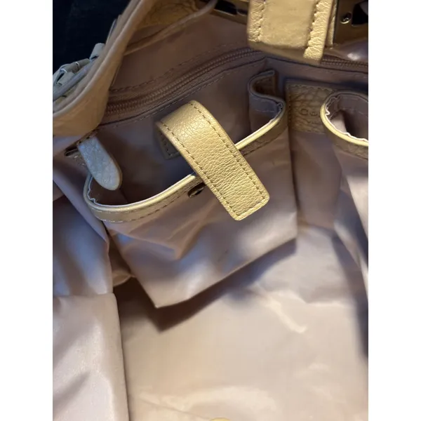 Cole Haan Genevieve Tan Woven Leather Hobo Bag Optical Weave Tassel Shoulder Bag - Image 4
