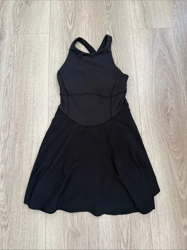 Lululemon Everlux Court Crush Tennis Dress Black Racerback Mini Size 4 - Image 4