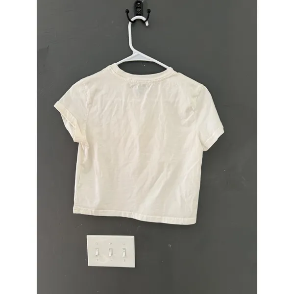Forever 21 Y2k Womens Cherry Bow Graphic Cropped Baby Tee Cream Small - Image 5