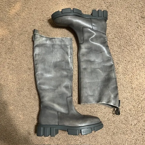 Free People Brooks High Tall Boots Leather Chunky Platform Lug Sole‎ 38.5 / 8 - Image 4