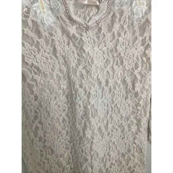 Gimmicks by BKE Y2K Buckle Womens Top Sheer Lace Front Back Beaded Embroider Size L - Image 5