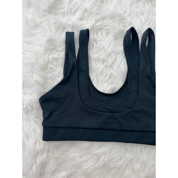 Nike Skims Matte Double Strap Scoop Bra Dark Teal Size Medium - Image 7