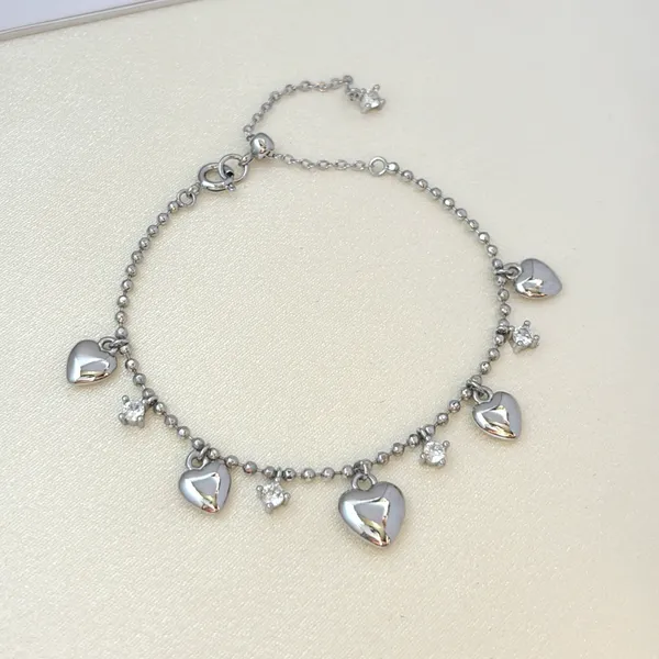 Adjustable CZ Love Heart Charm Bracelet for Women - Image 2