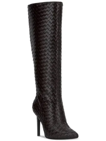 INC Savonia Woven Knee High Stiletto Boots in Black, Size 6.5, NEW in Box $229.5 - Image 2