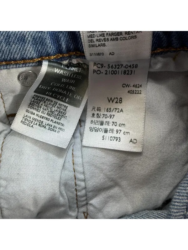 Levis 501 Womens Denim Cut Off Jean Shorts 28W Light Wash Raw Hem High Rise Fest - Image 5