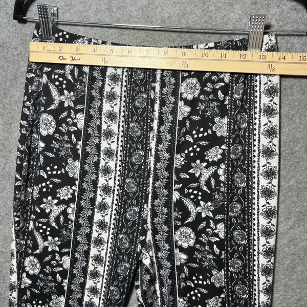 Maternity Vibes Floral Flare Leggings Black White Boho Bell Bottom Size S - Image 2