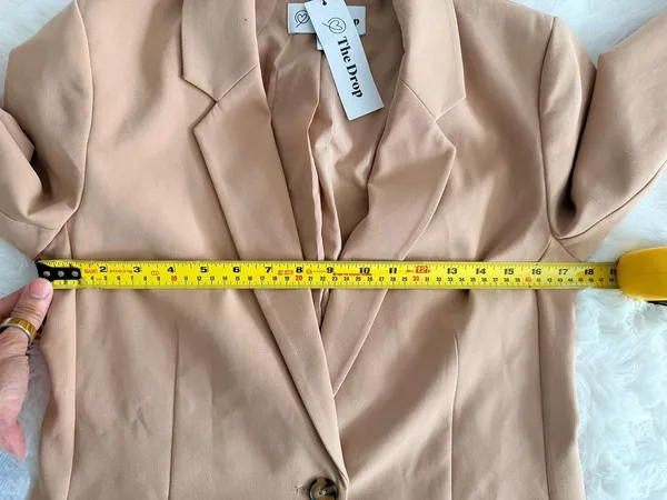 The Drop Blake Long Blazer in Praline, Size XS Tan - Image 7