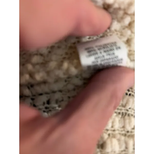 Dachea Cream Ivory Popcorn Knit Open Front Cardigan Sweater Pockets Womens XL - Image 5