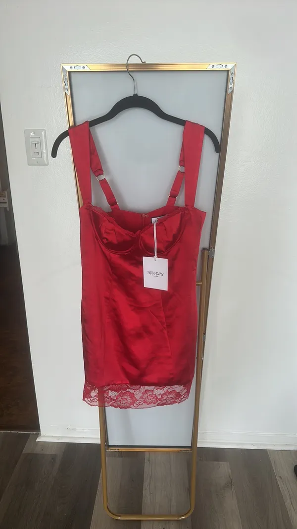 Claudelle Mini Dress in Red - Image 5