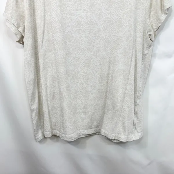Athleta XL Top Short Sleeve Cotton Snakeskin White Cream Boxy Layering Base 593 - Image 8