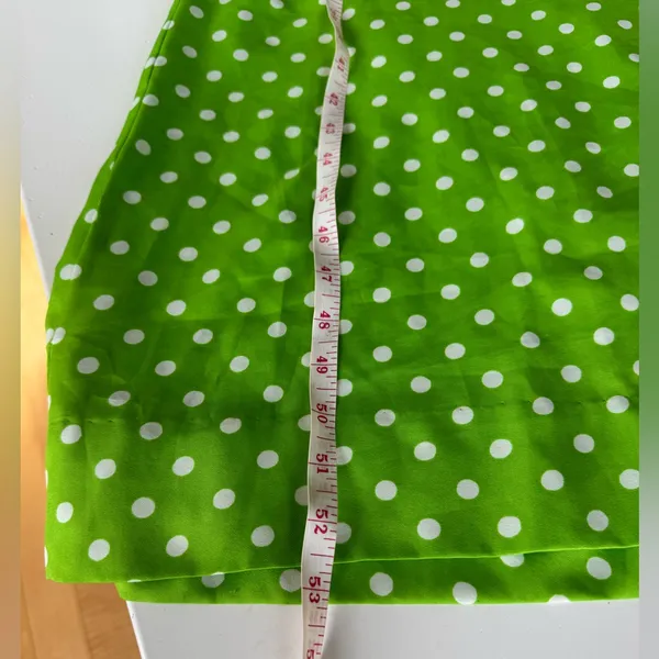 Vintage 1960s Handmade Lime Green White Polka Dot Column Maxi Dress and Scarf - Image 10