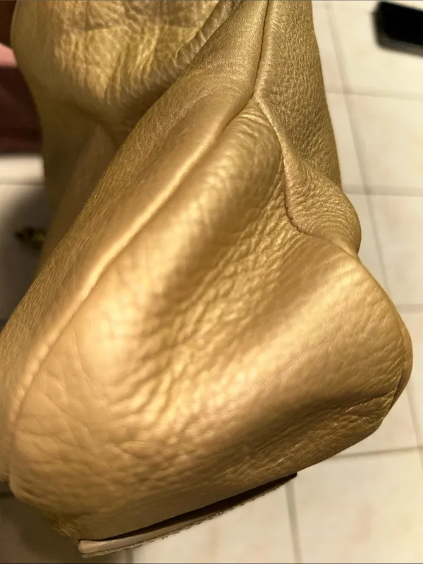 Franco Sarto Gold Leather Shoulder Bag with Gold Turn-Lock - Image 9