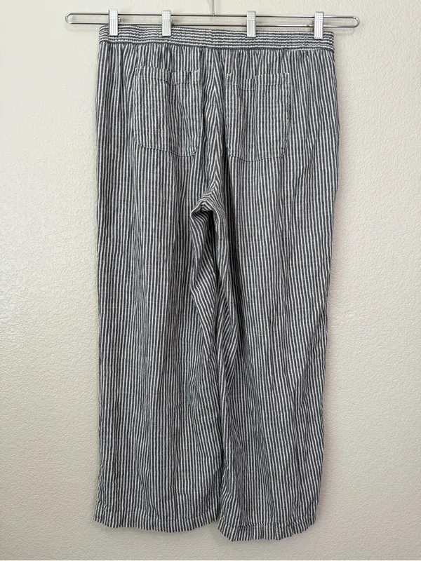 Old Navy Linen Cotton Blend High-Waisted Striped Wide-Leg Pants, Sz Large - Image 6