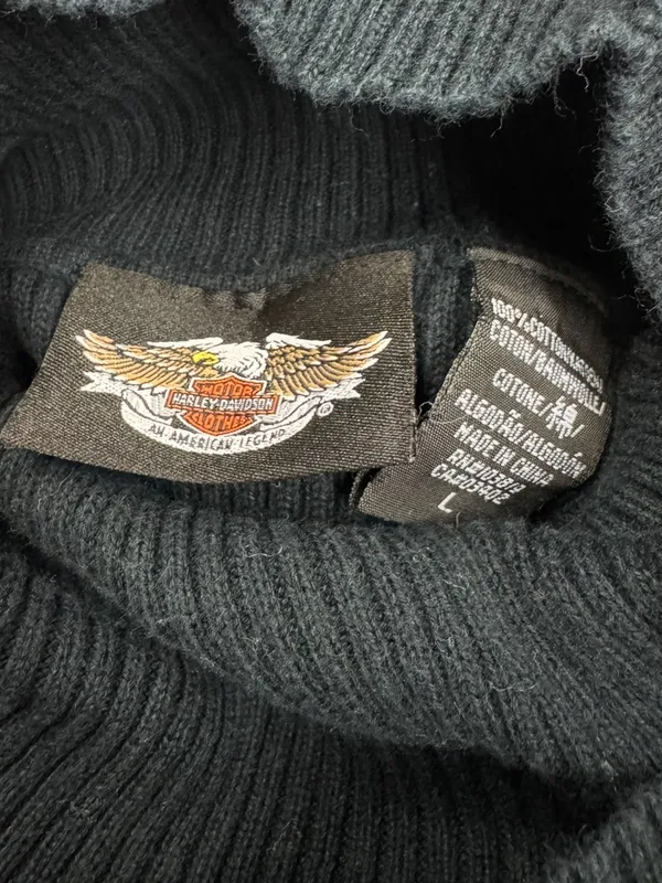 Harley Davidson Ribbed Black Embroidered Turtleneck Women’s Large - Image 4