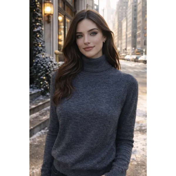Charter Club Merino Wool Turtleneck Sweater Gray Knit Quiet Luxury Parisian Cozy - Image 2