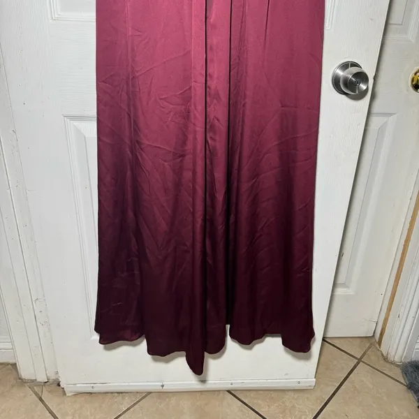WHITE By Vera Wang • Long Strapless Bridesmaid Dress • Belt • Burgundy/Wine • 2 - Image 7