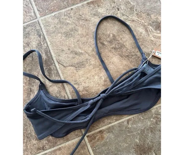 Skims Signature Swim Micro Scoop Bikini Top Gunmetal Size XL - Image 9