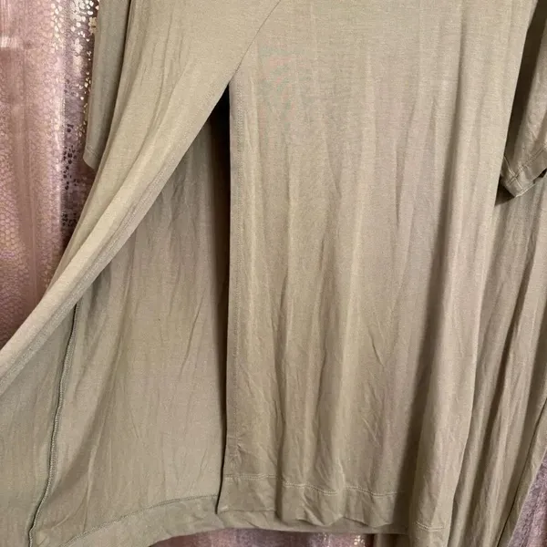 Free People Beach Olive Green Stretchy Long Slit Rayon Top Pants Set XS/S - Image 5
