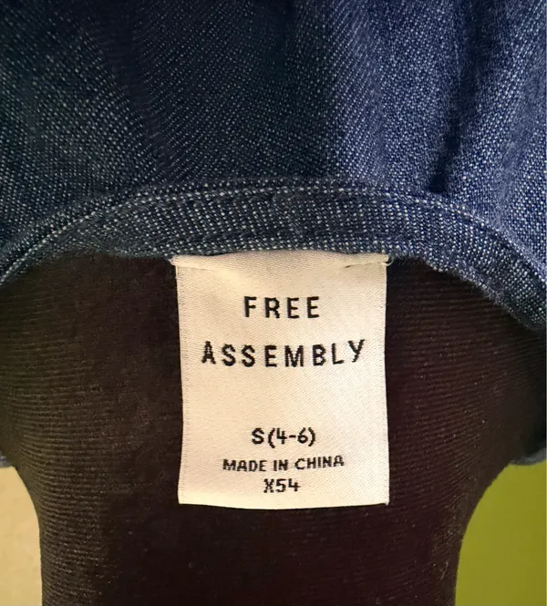 Free Assembly Blue Denim V-Neck Button Front Pocket Midi A-Line Dress S (4-6)New - Image 8
