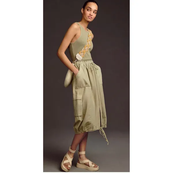 Daily Practice By Anthropologie High Neck Tank Twofer Dress Green Sz M - Image 2