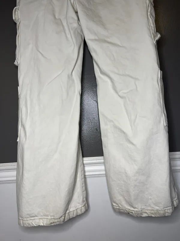 Cotton On Cargo Wide Leg Jeans Womens 10 White Light Wash Relaxed Denim - Image 9