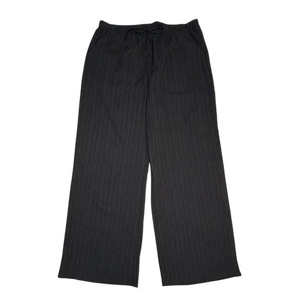 Women's Crinkle Wide Leg Slacks‎ XXL Lightweight Summer Black NEW - Image 2