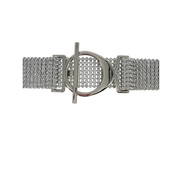 Sparkly Crystal Rhinestone Mesh Belt Silver‎ Wide Waist Statement Y2K Glam - Image 3