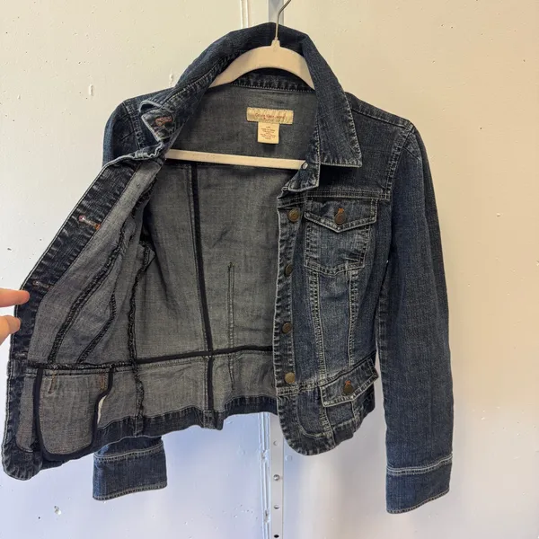 2010s Calvin Klein Jeans Dark Wash Stretch Denim Trucker Jacket Blue Size Large - Image 3