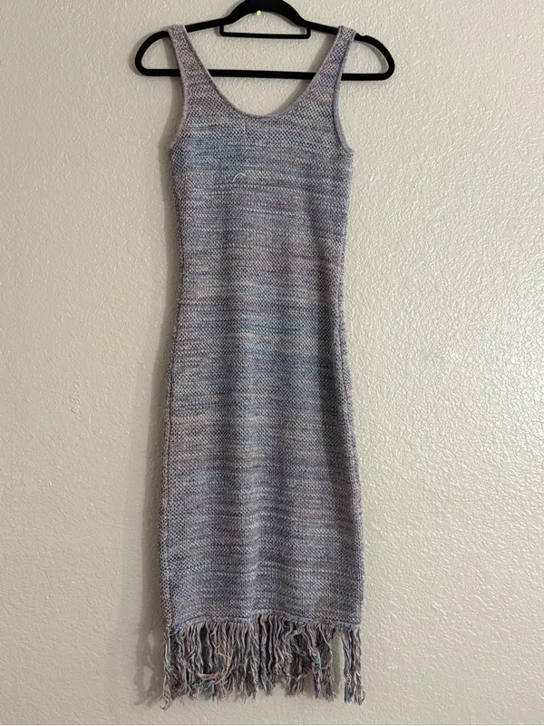 Future Collective Alani Noelle Multicolor Knit Fringe Hem Boho Dress Size Small - Image 8