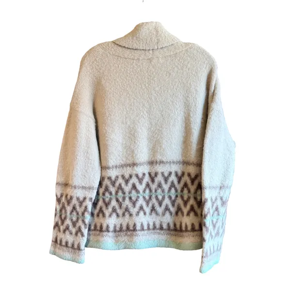 ana a new approach Womens Large Cream Fair Isle Shawl Collar Cardigan Sweater - Image 7