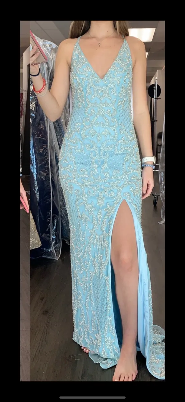 Baby Blue / Silver Sparkle Prom Dress - Image 5