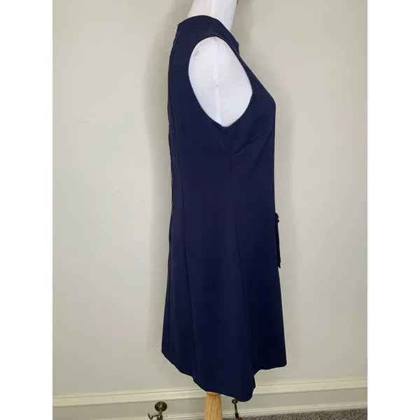 NWT Harper Rose Navy Blue Shift Dress Mod 60s Style Front Gold Buttons Sz 8 - Image 3