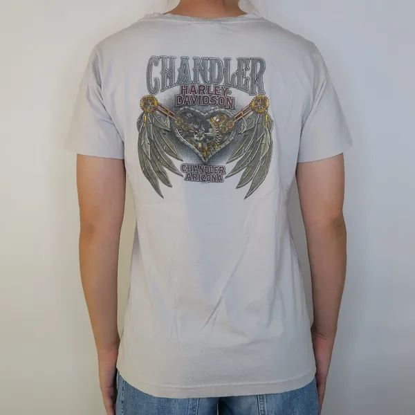 Y2K 2016 Harley Davidson Gold Stud Logo Shirt Gray Size L - Image 2